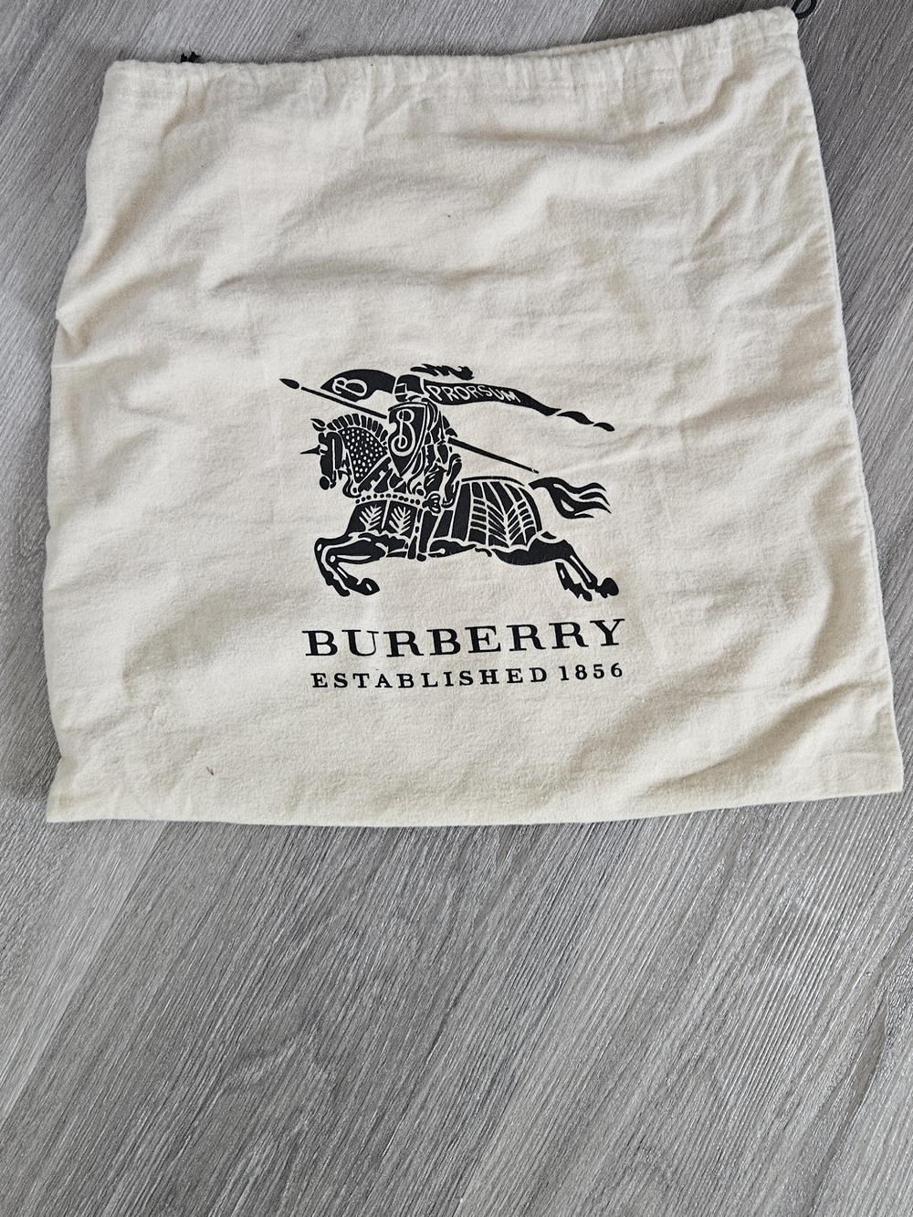Burberry Cream Cotton Drawstring Dust Bag with Black Logo